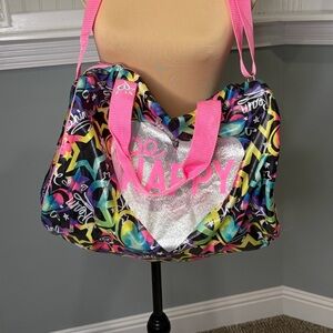 Justice- Pink Multicolor Peace Signs, Stars & Hearts Tote Bag